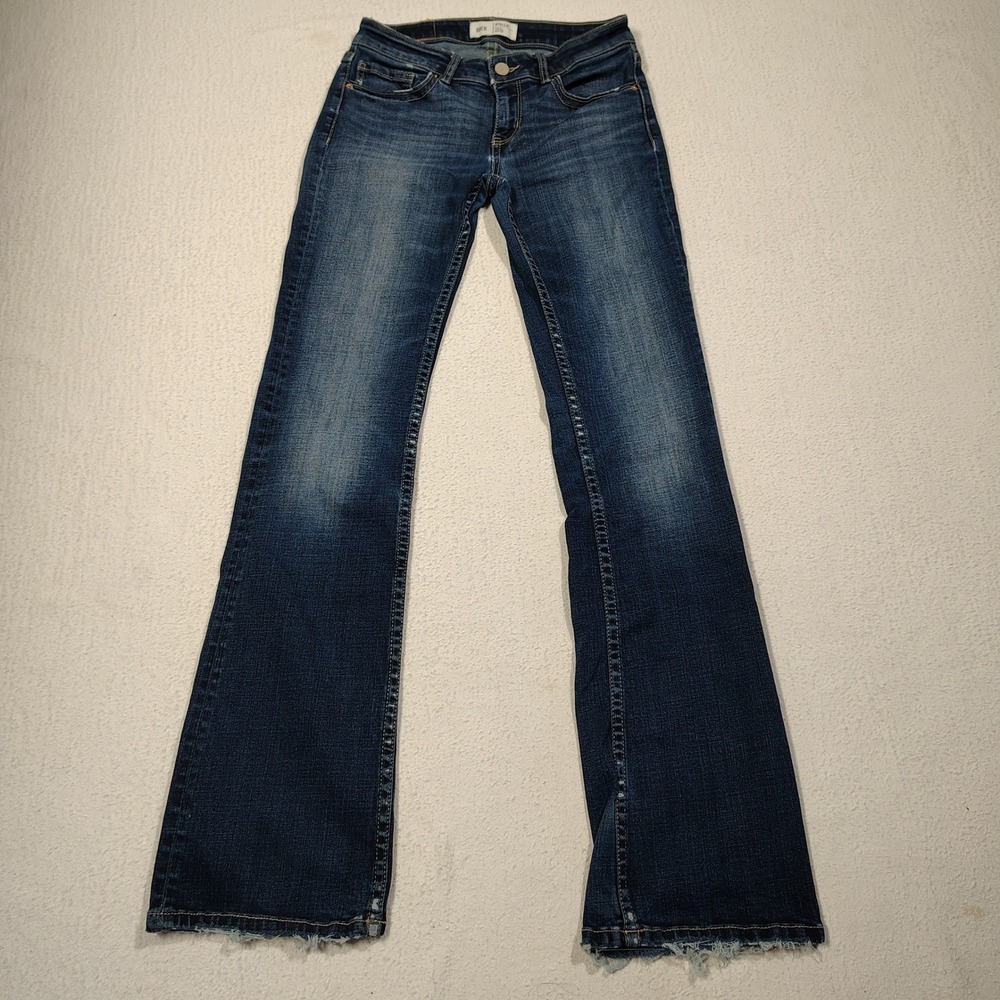 BKE Stella Jeans Womens 27 Dark Wash Slim Fit Low Rise Bootcut Whiskered Stretch